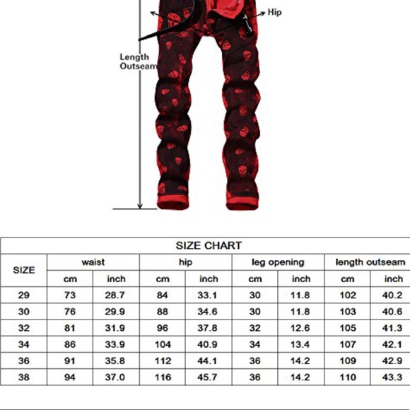 SOLD LAMCORD Red Black Skull Slim Fit Skinny Jeans - Picture 7 of 8